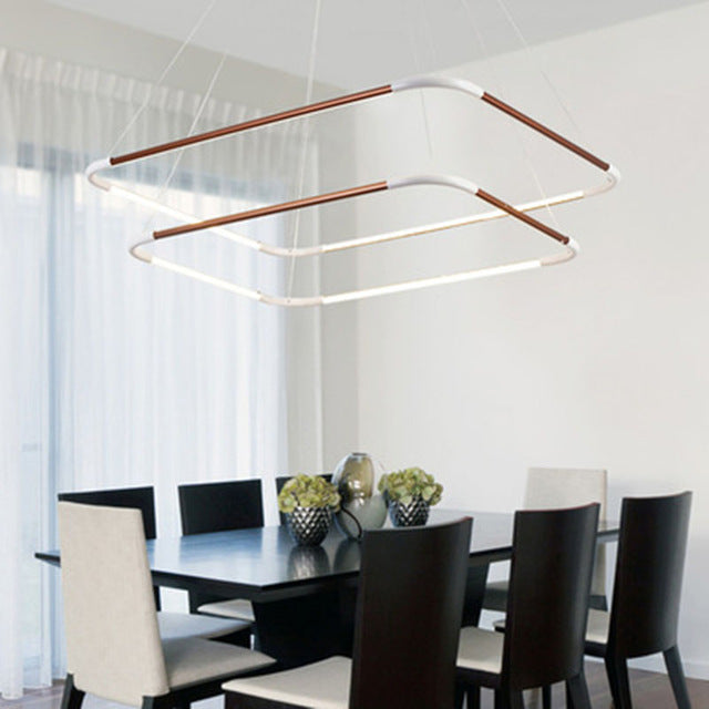 Modern Square LED Pendant Light For Dining Room & Bedroom